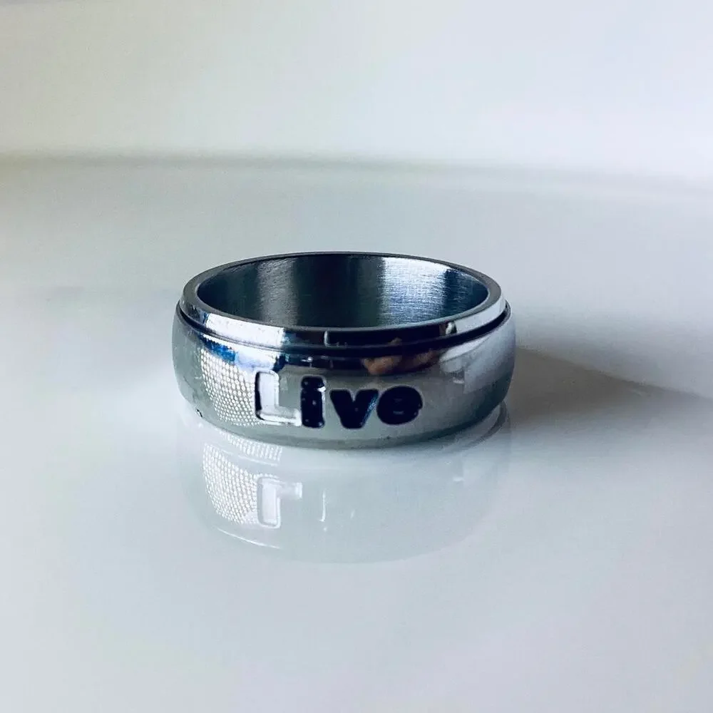 Silver Tone LIVE LOVE LAUGH Spinner Ring
